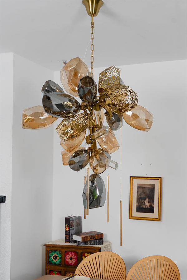 Sculptural Glass Cluster Chandelier