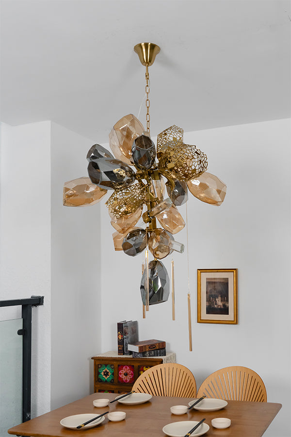 Sculptural Glass Cluster Chandelier