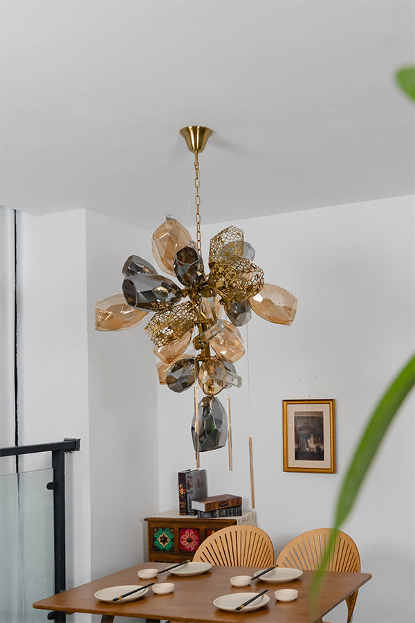 Sculptural Glass Cluster Chandelier