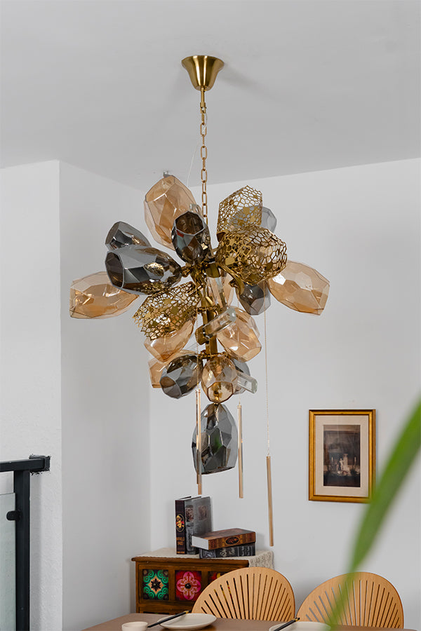 Sculptural Glass Cluster Chandelier
