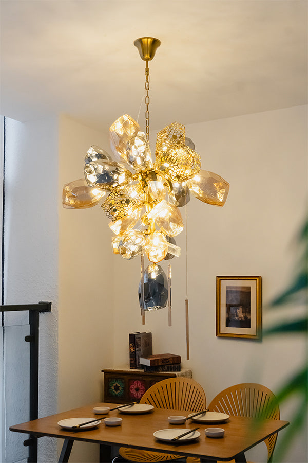 Sculptural Glass Cluster Chandelier