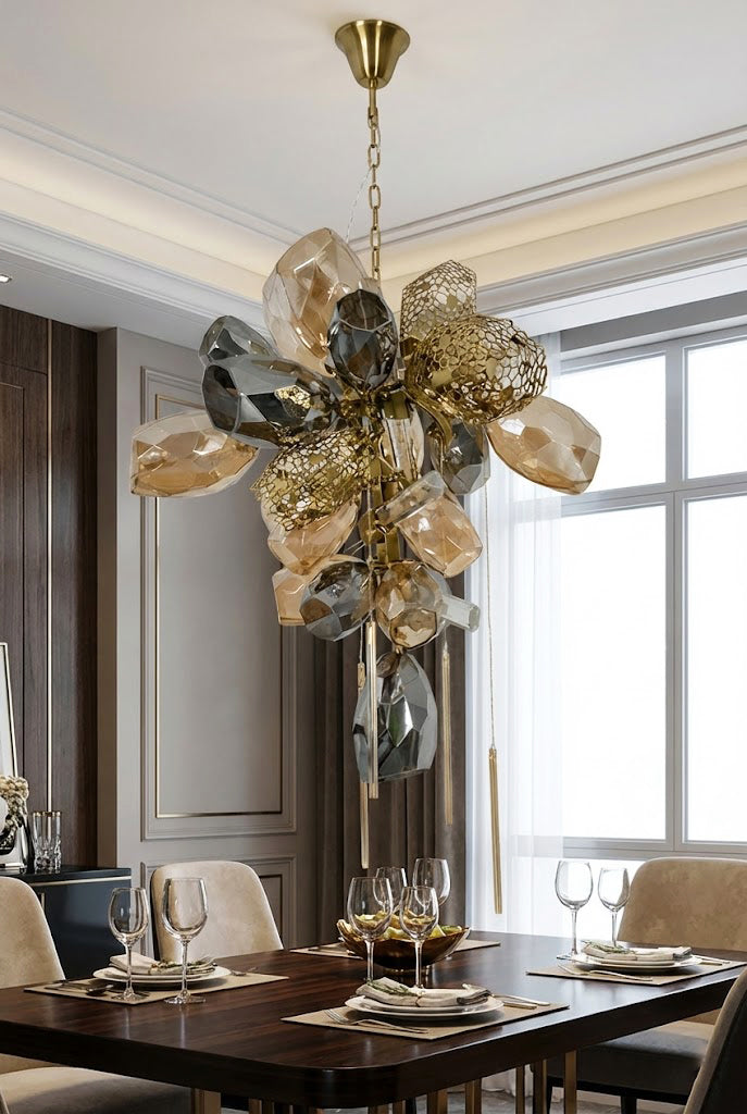 Sculptural Glass Cluster Chandelier