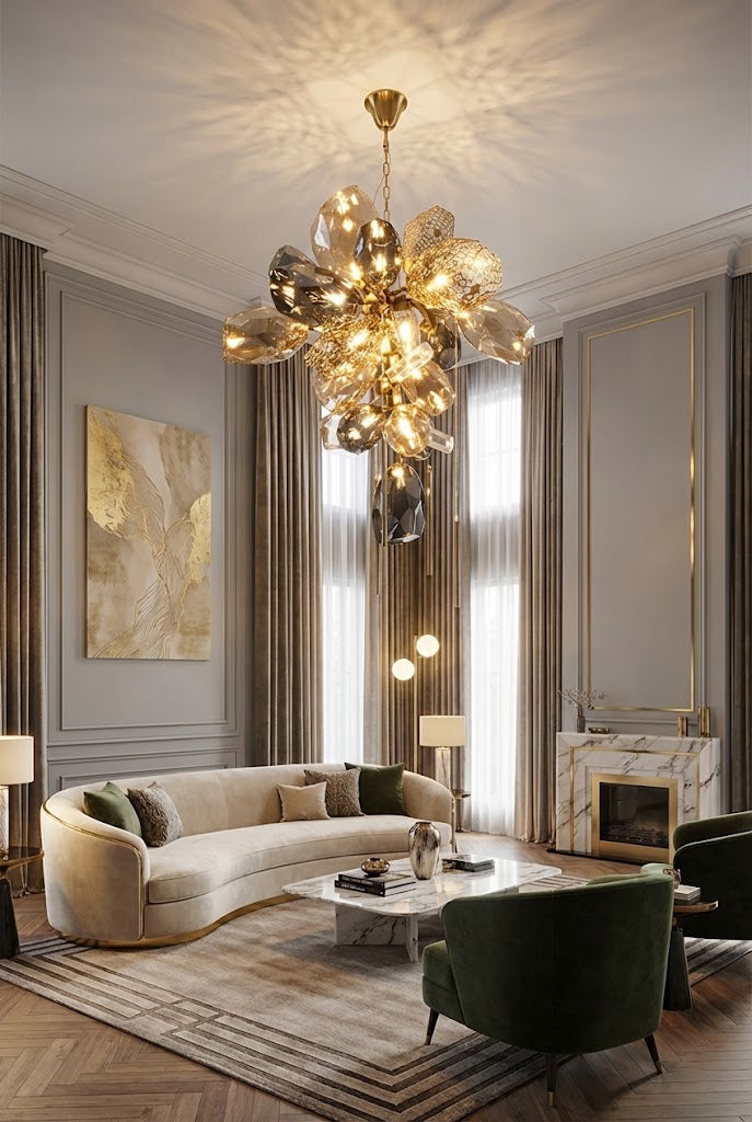 Sculptural Glass Cluster Chandelier