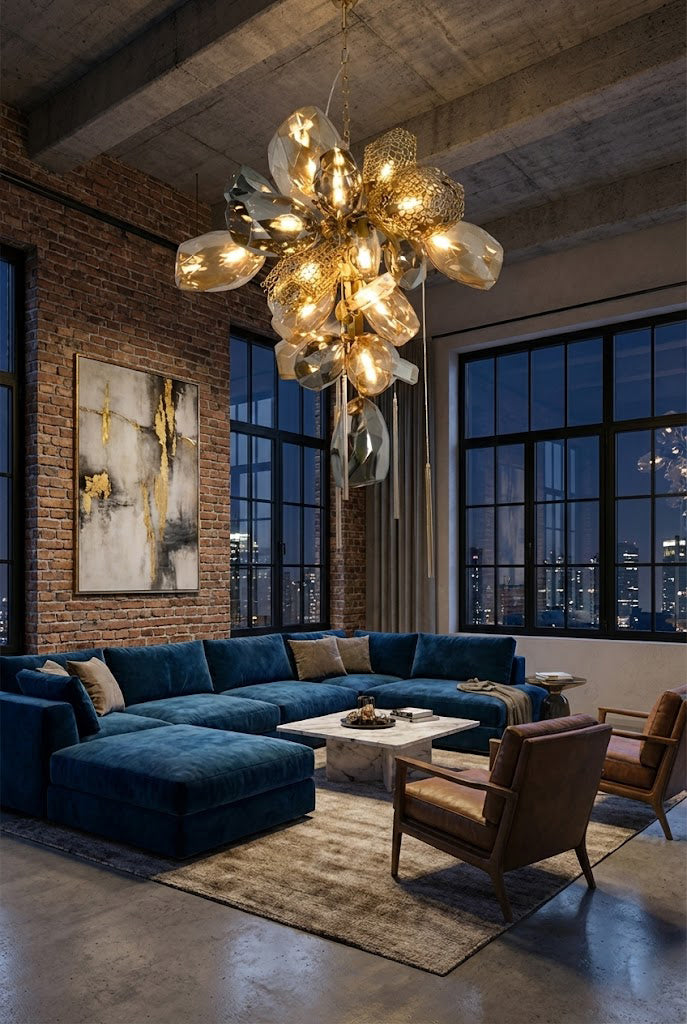 Sculptural Glass Cluster Chandelier