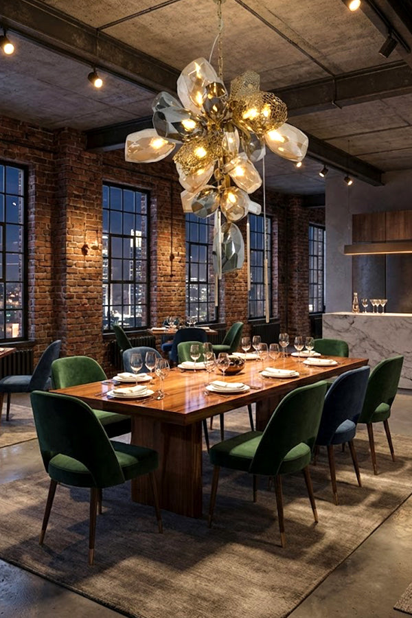 Sculptural Glass Cluster Chandelier