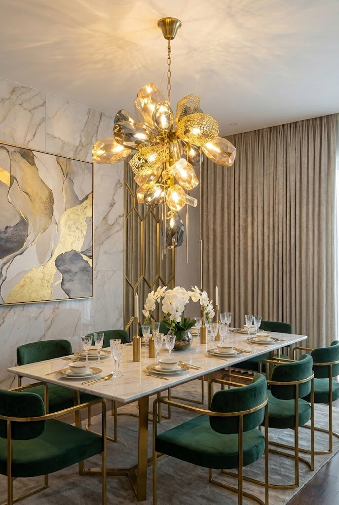 Sculptural Glass Cluster Chandelier