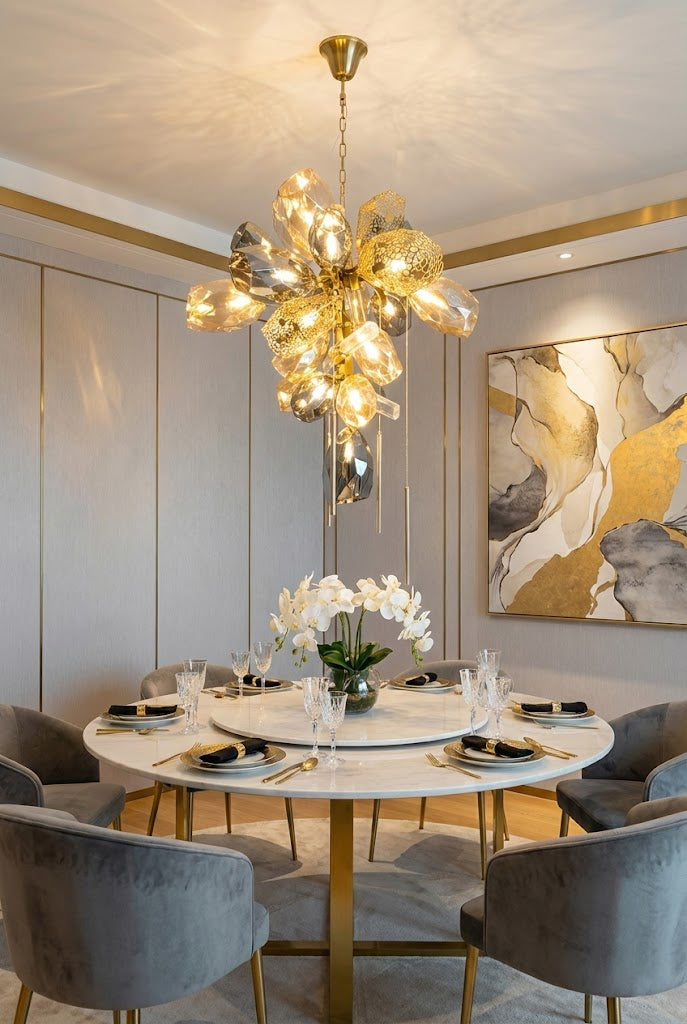 Sculptural Glass Cluster Chandelier