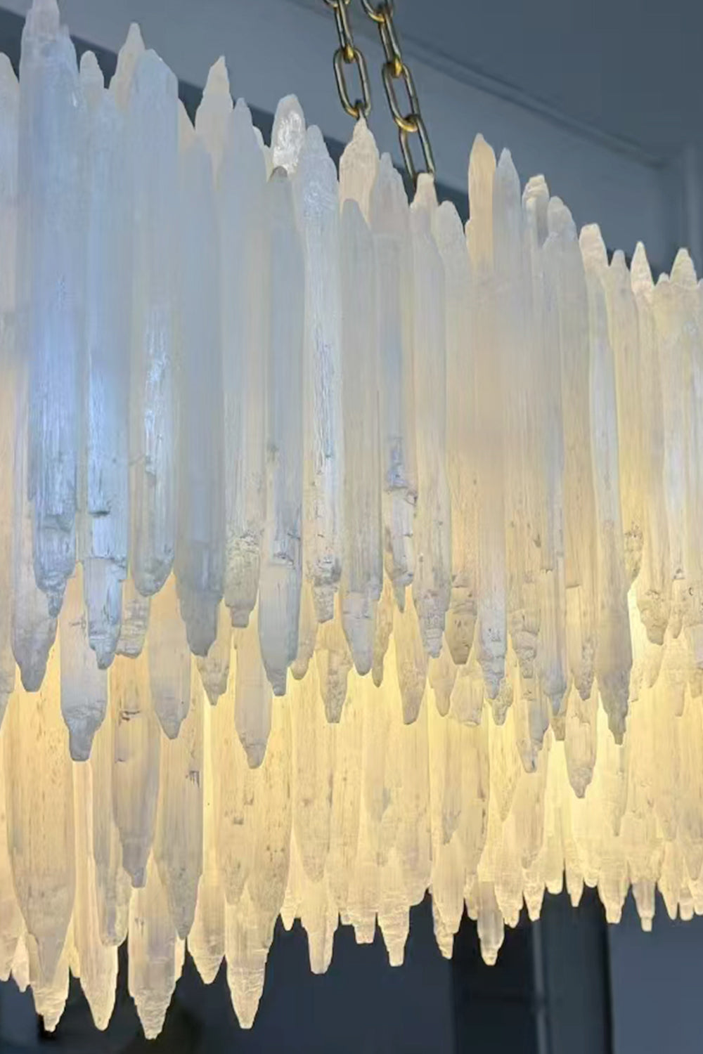 Selenite Layer Rectangular Chandelier