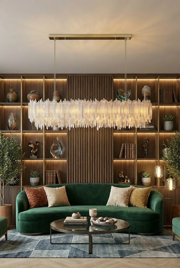 Selenite Layer Rectangular Chandelier