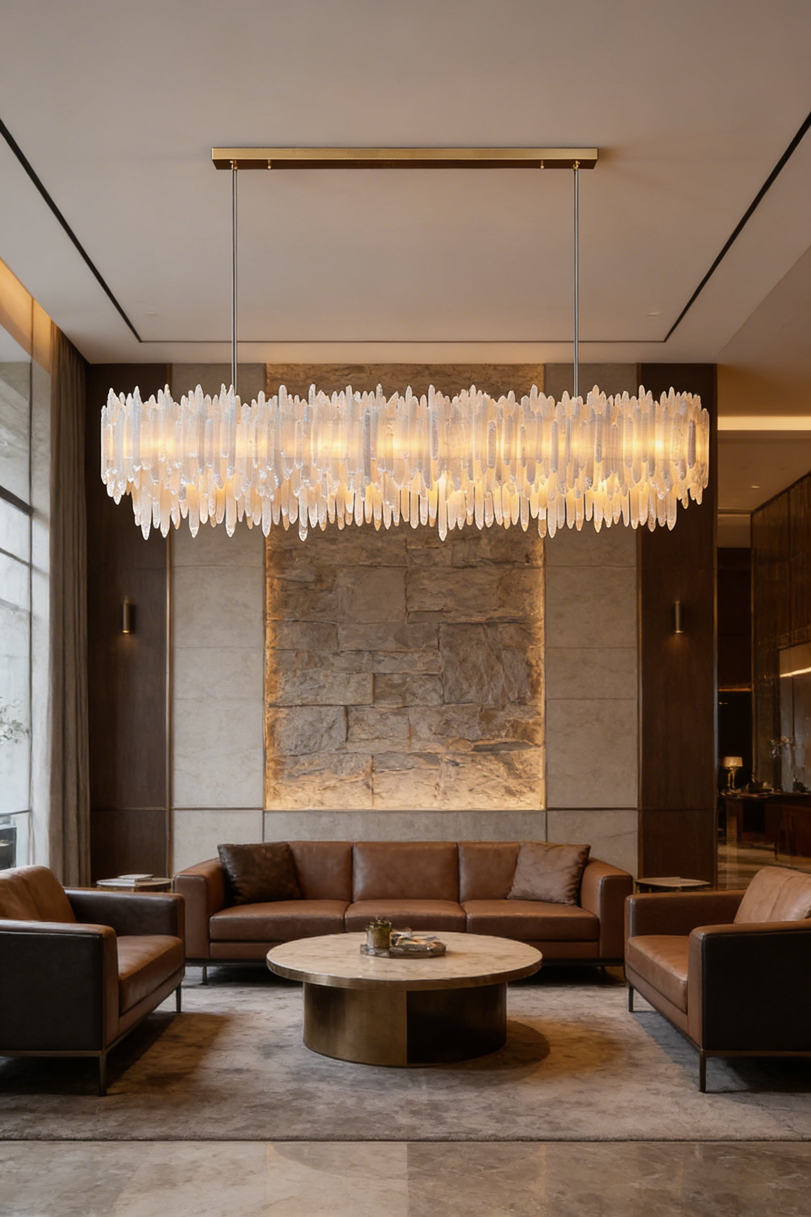 Selenite Layer Rectangular Chandelier