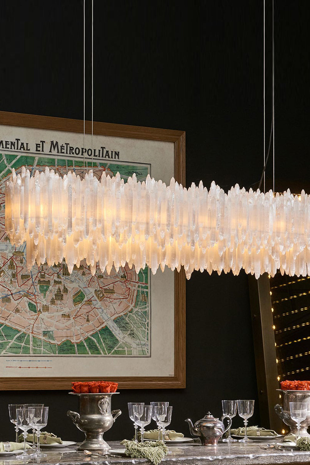 Selenite Layer Rectangular Chandelier