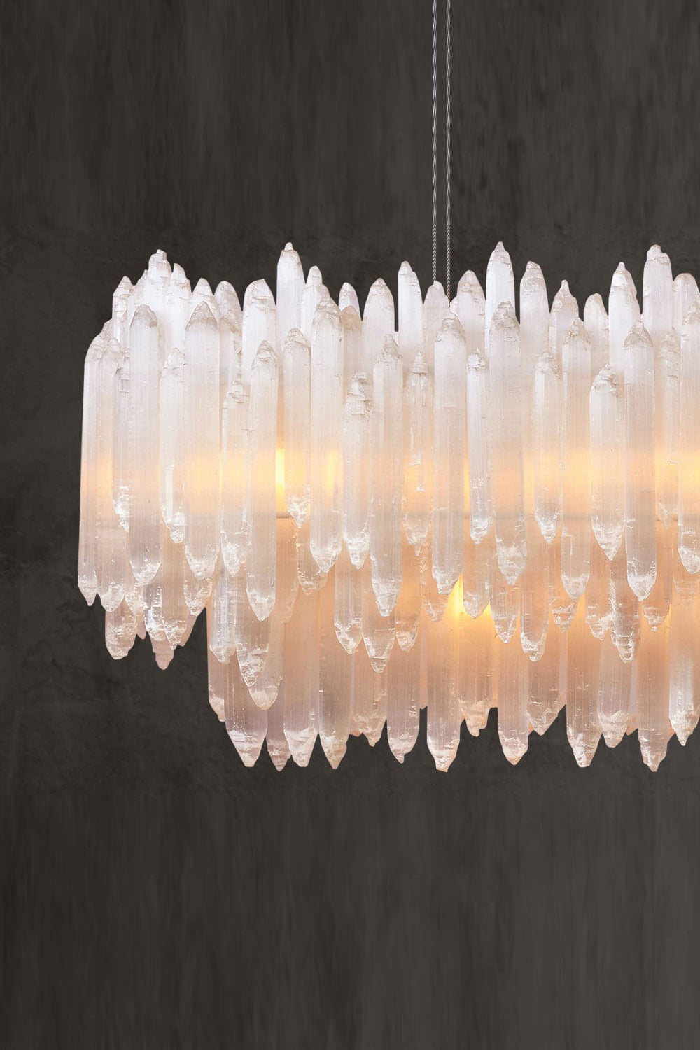 Selenite Layer Rectangular Chandelier
