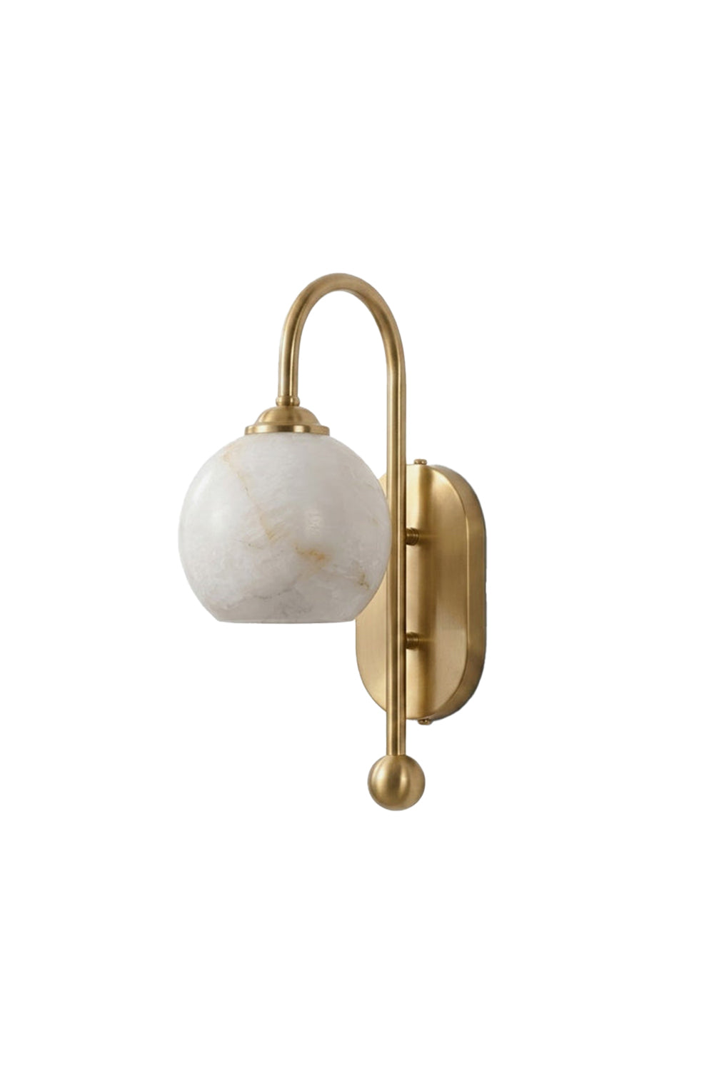Seraphine Alabaster Globe Wall Sconce with gold-toned arm and round alabaster globe, perfect for warm accent lighting.