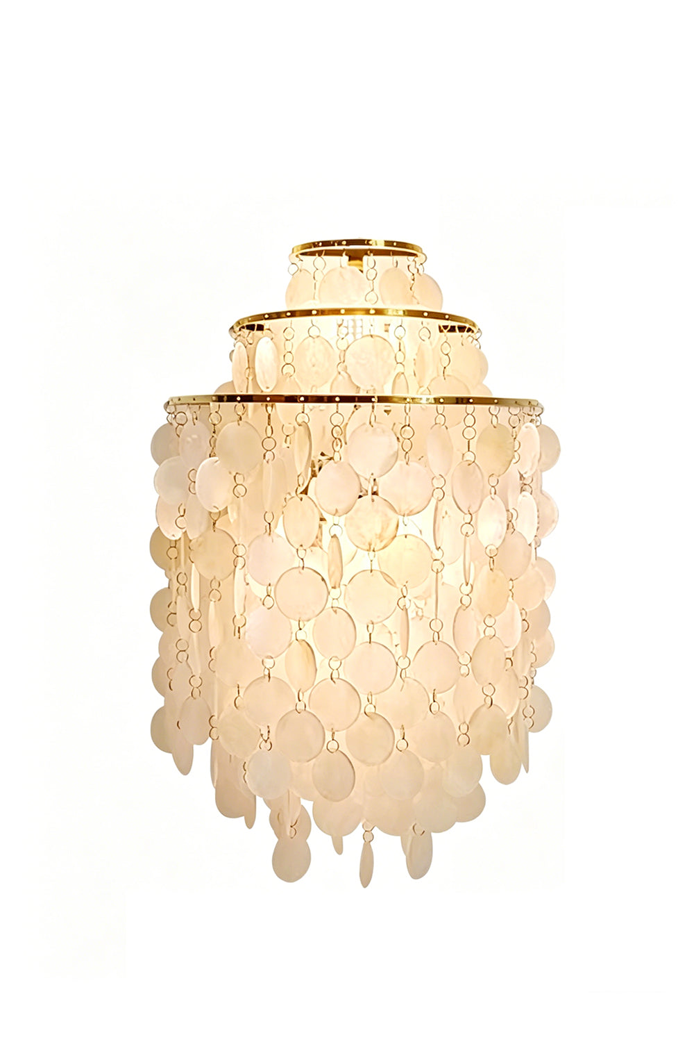 Lit cascading shell wall sconce | Shell | Iron | Front product view on white background | Samu Lamp