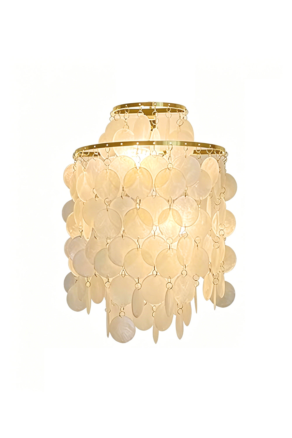 Warm glow cascading shell wall lamp | Shell | Iron | Alternative front view isolated on white background | Samu Lamp