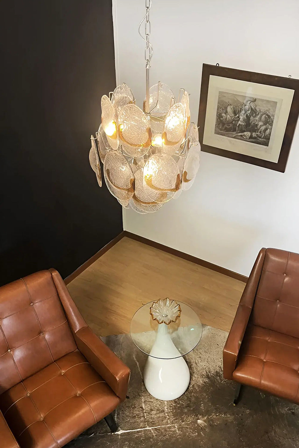 Shell-Shaped Glass Chandelier