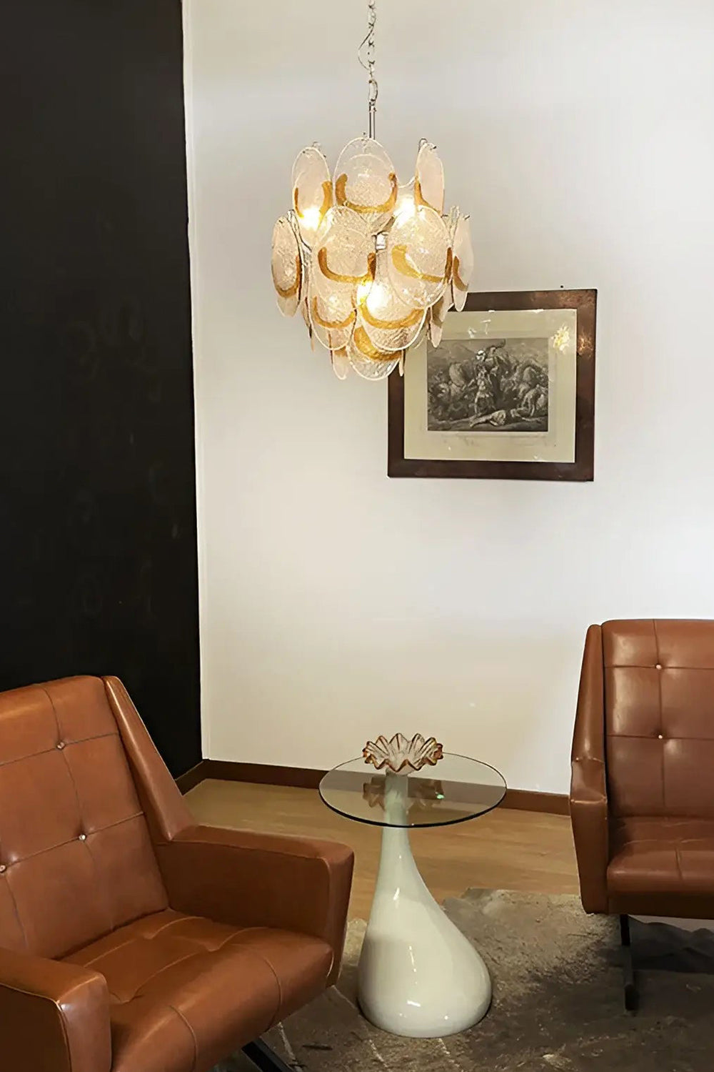 Shell-Shaped Glass Chandelier