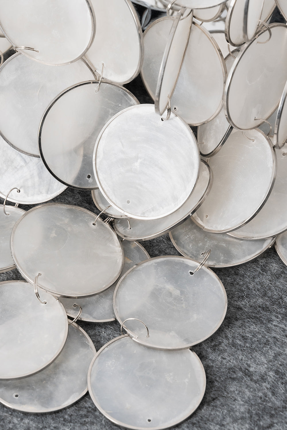 Macro texture of natural Capiz shells | Shell | Detailed shot showing the sheen and edges of shells | Samu Lamp