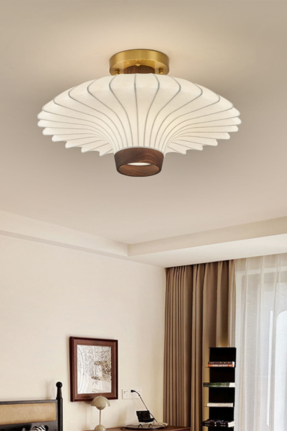 Silk Solid Wood Ceiling Lamp