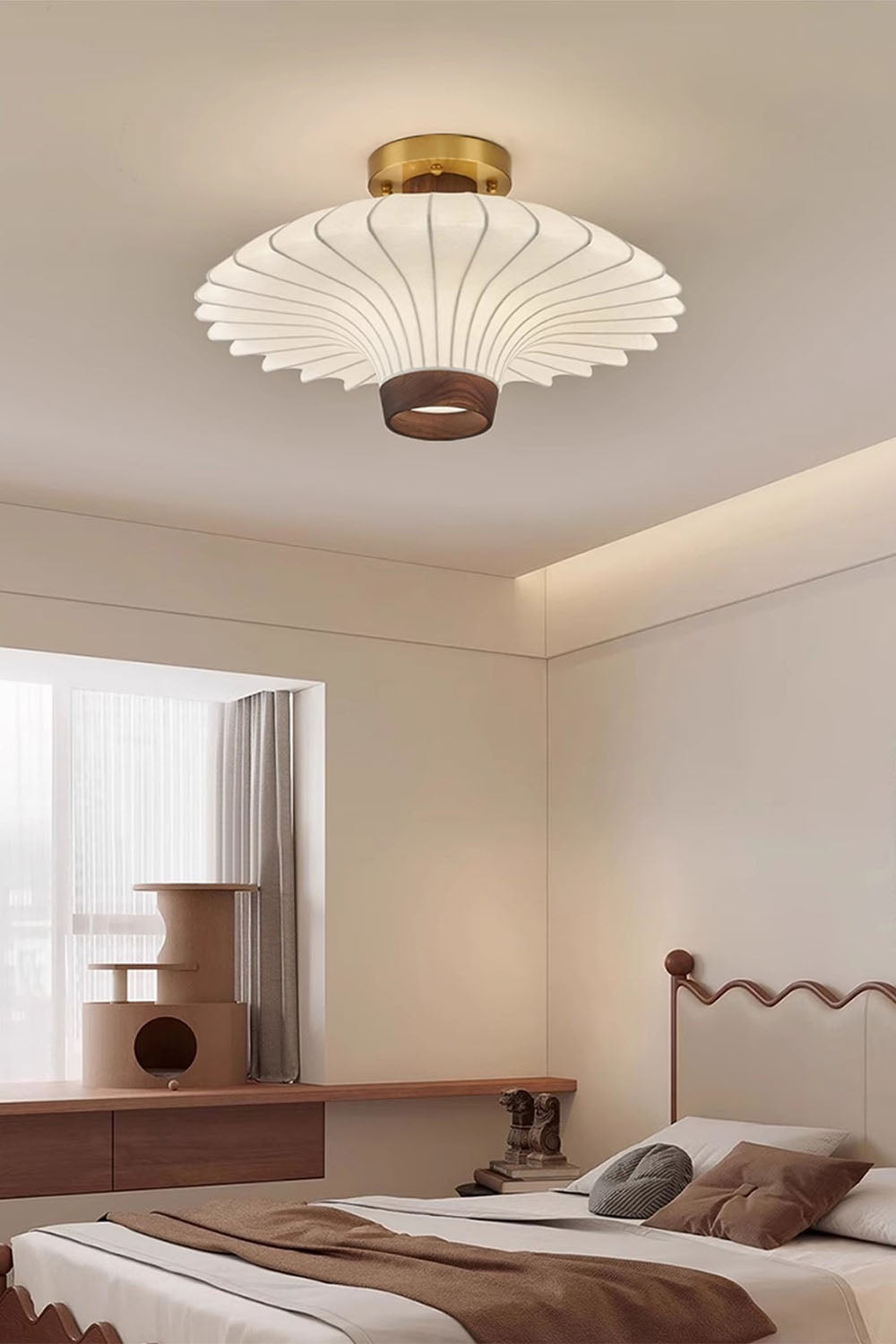 Silk Solid Wood Ceiling Lamp