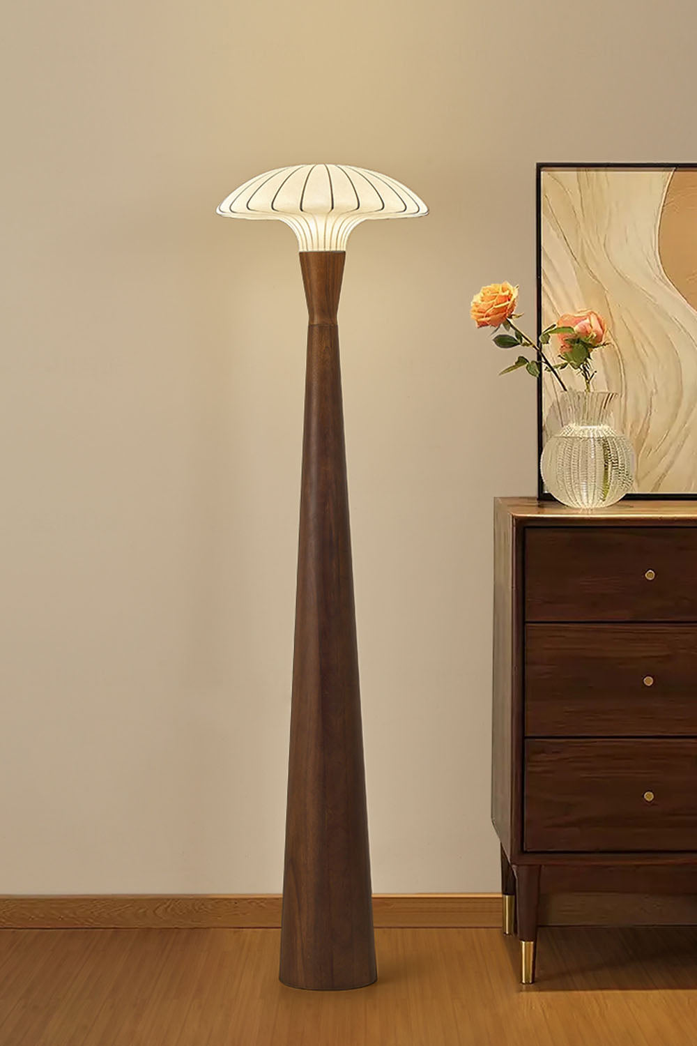 Silk Solid Wood Floor Lamp