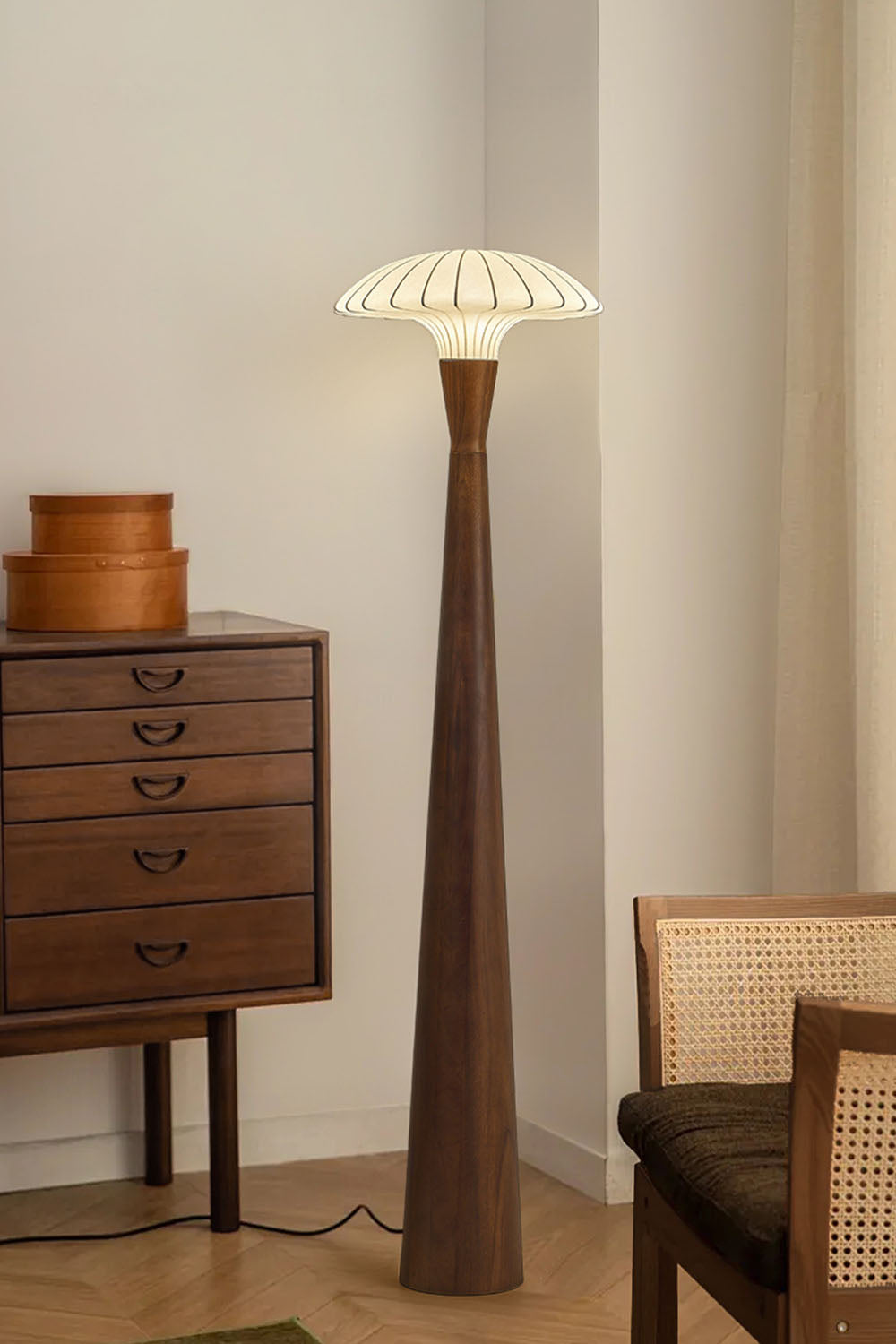 Silk Solid Wood Floor Lamp