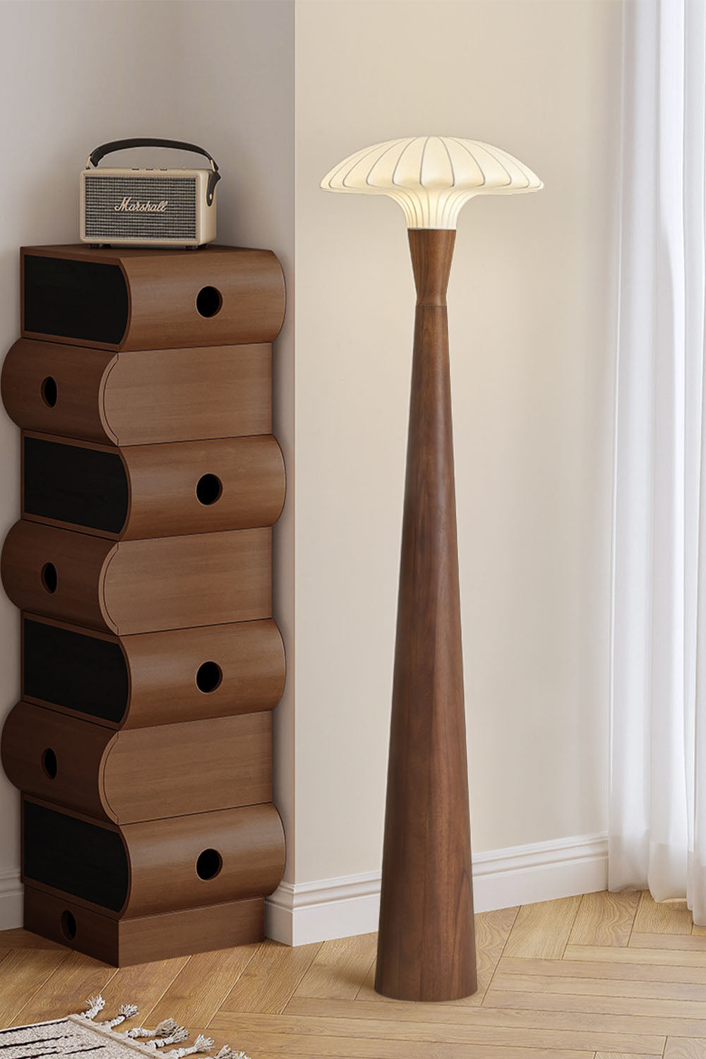 Silk Solid Wood Floor Lamp