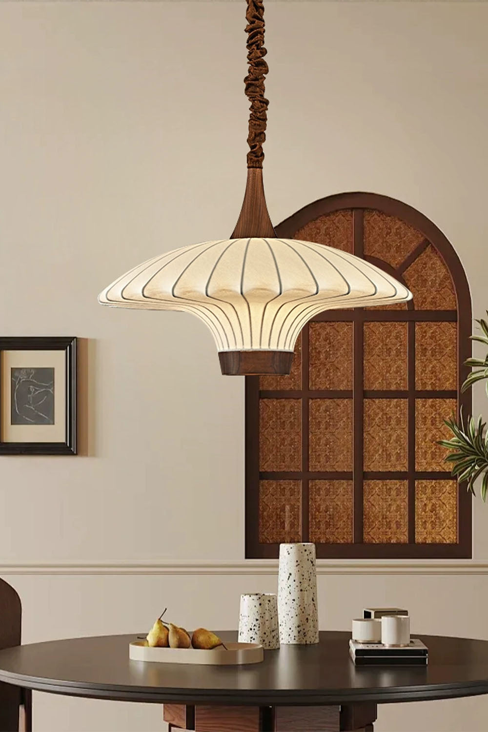 Silk Solid Wood Pendant Lamp
