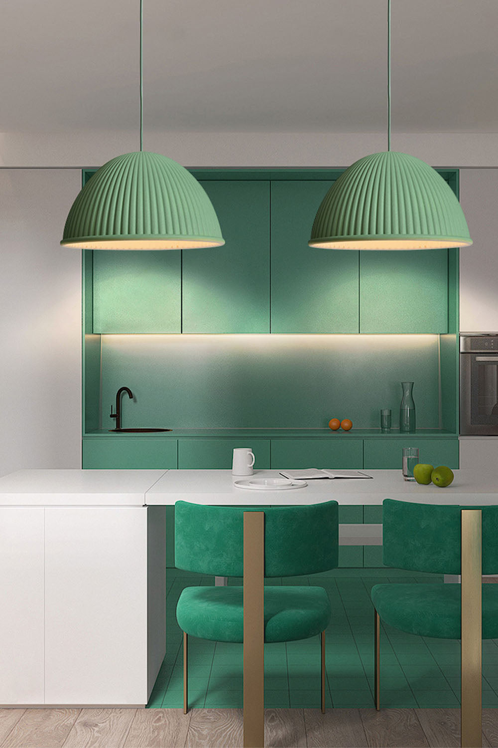 Simple Semicircular Inverted Pendant Light