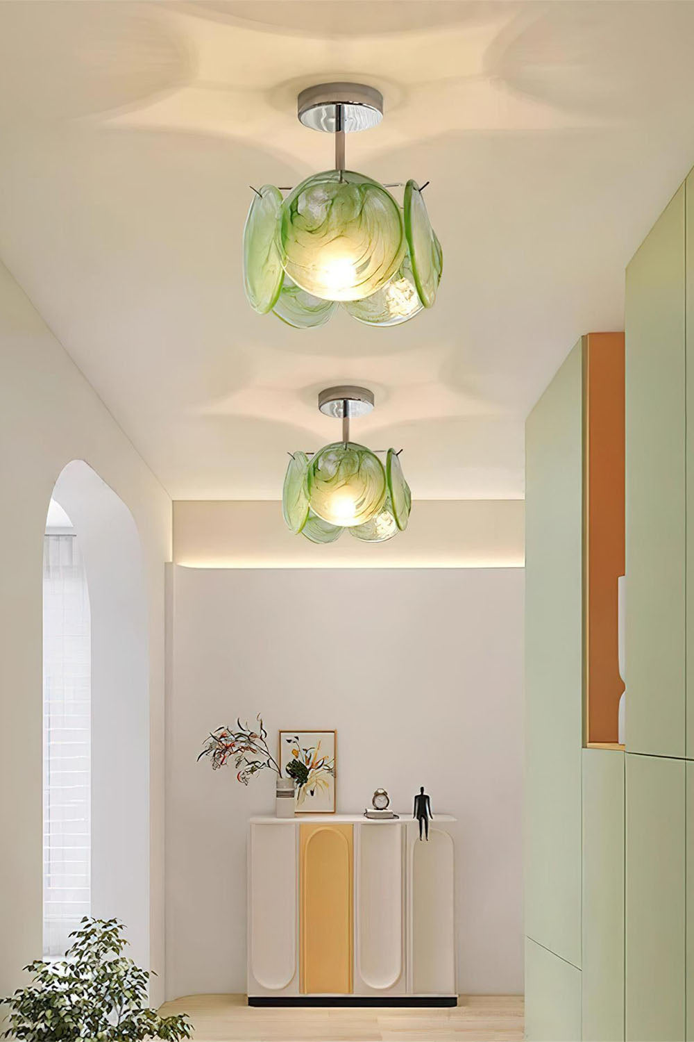Single-tier Vistosi Style Glass Disc Ceiling Light