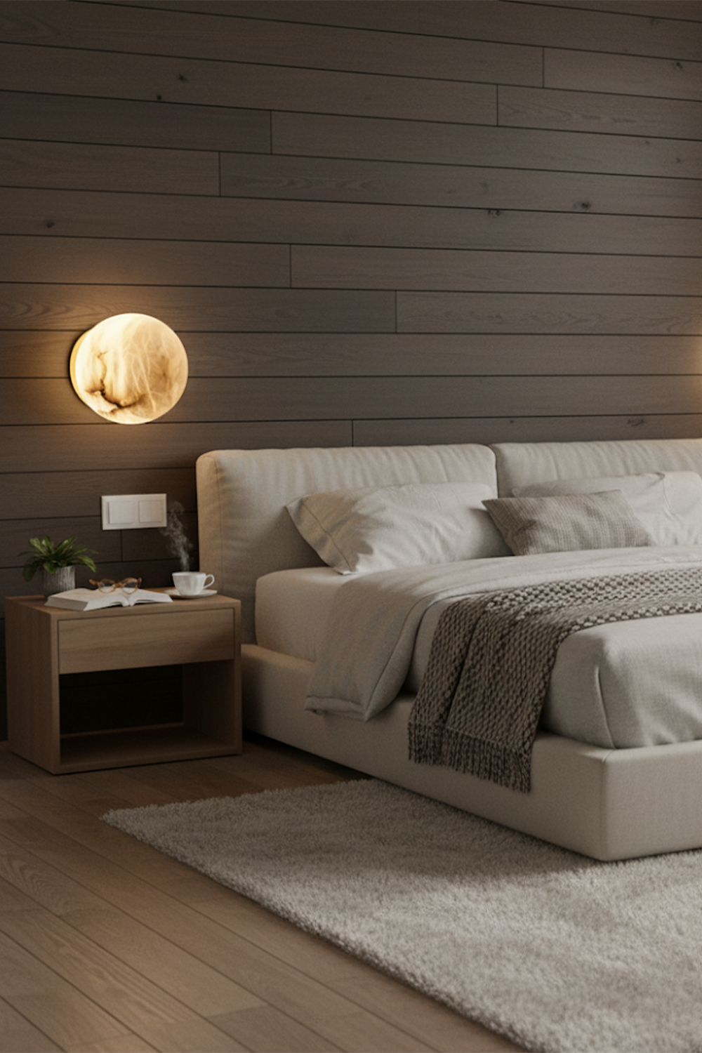 Snow-Vein Stone Globe Wall Lamp