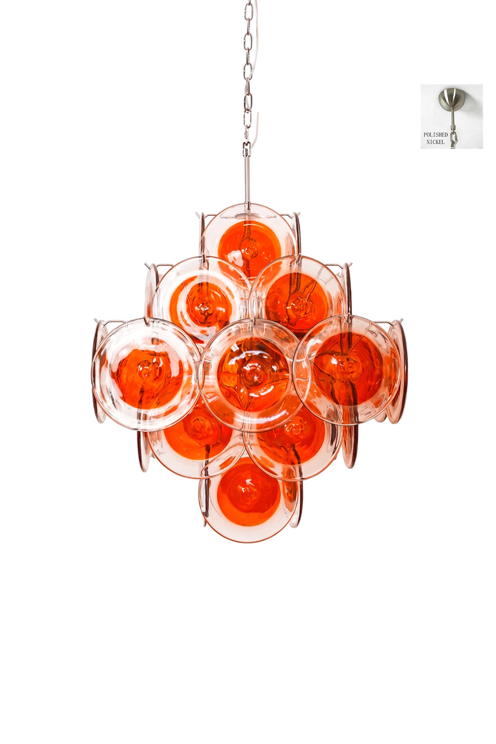 Alternative view of Solari Amber Glass Chandelier | Metal, Glass | Full product shot on white background | Samu Lamp