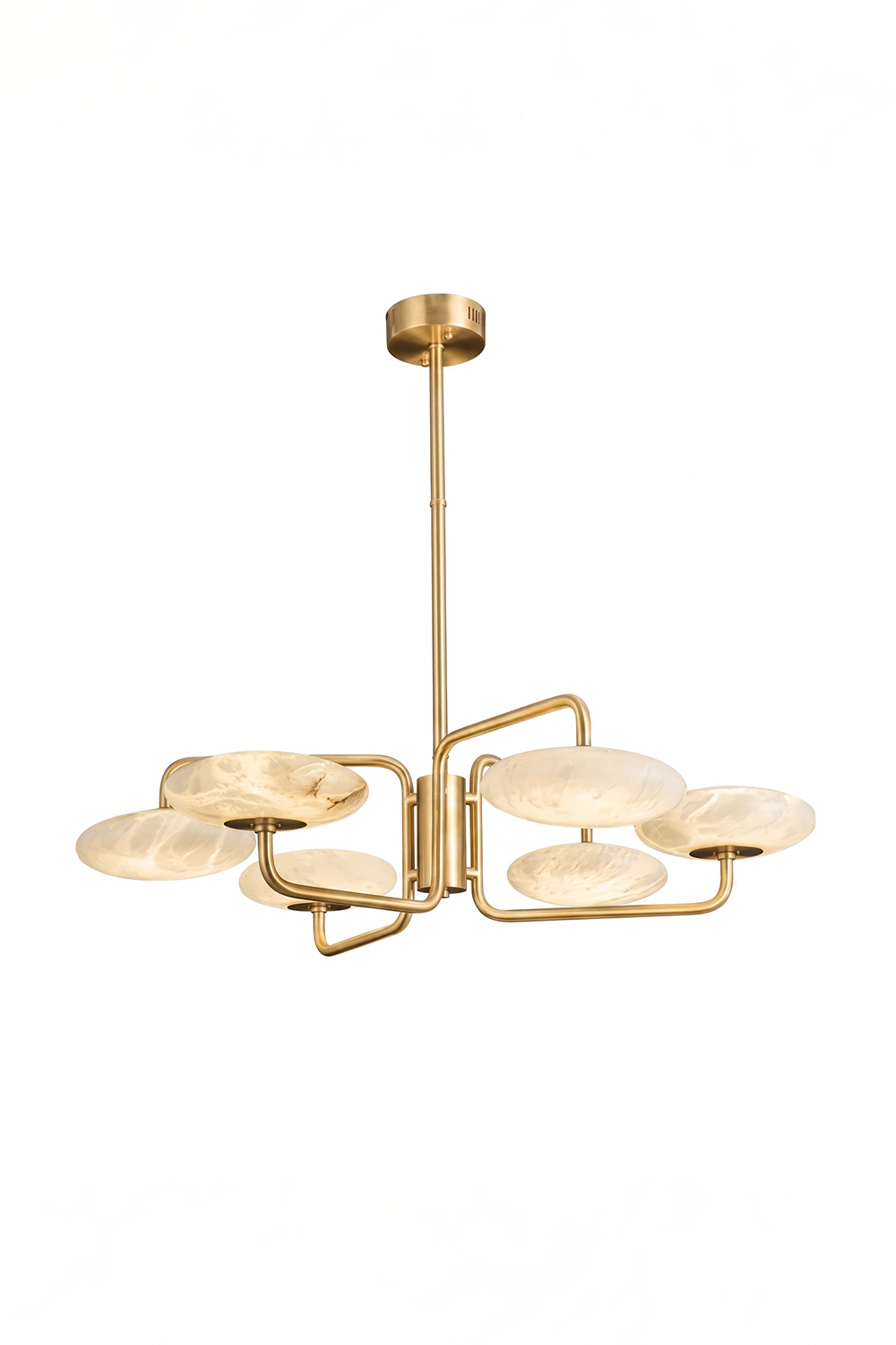 Solaris Alabaster Brass Chandelier Samu  Lamp