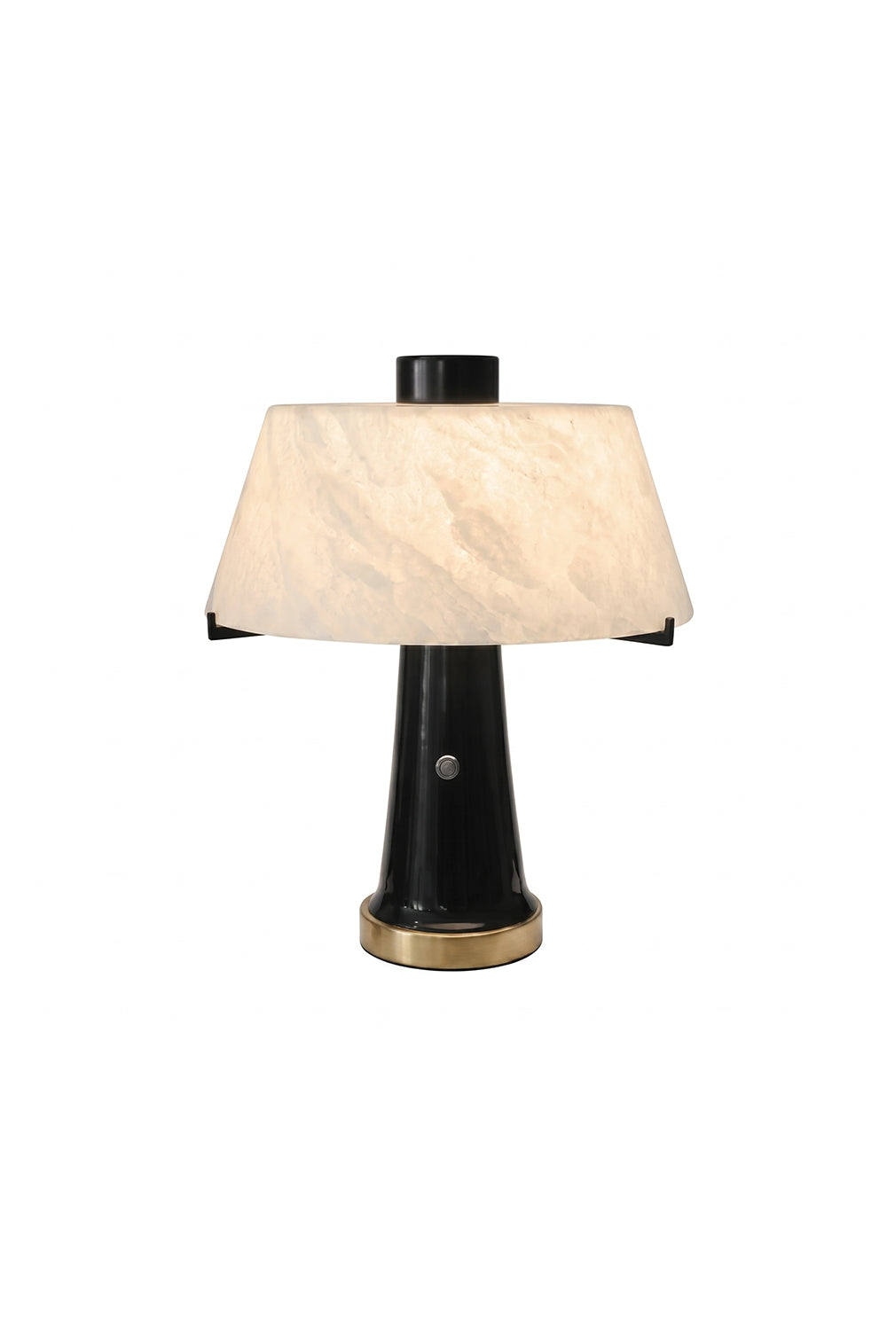 Sovereign Alabaster Radiance Wall Lamp featuring a black lacquered base and alabaster shade.