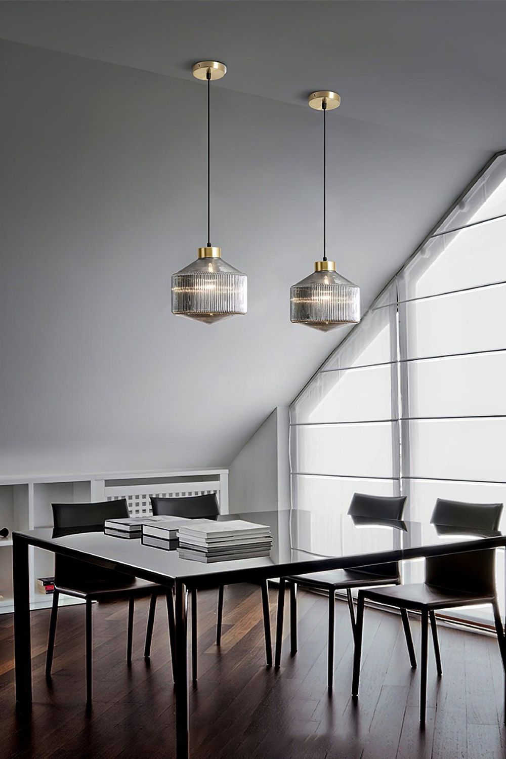 Spiral Faceted Glass Pendant Light