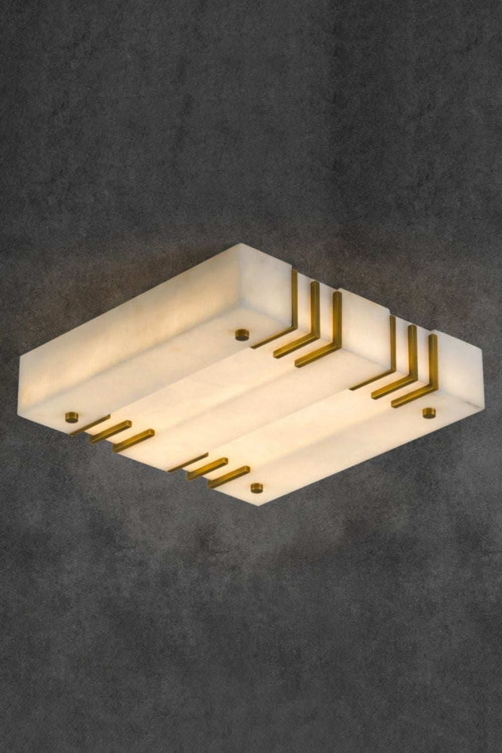 Square Alabaster Gold Ceiling Lamp