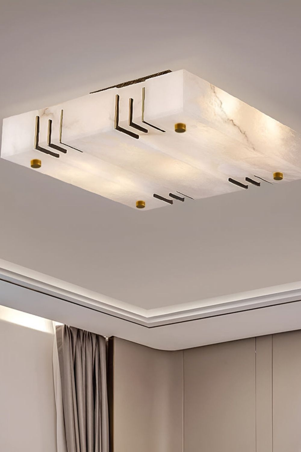 Square Alabaster Gold Ceiling Lamp