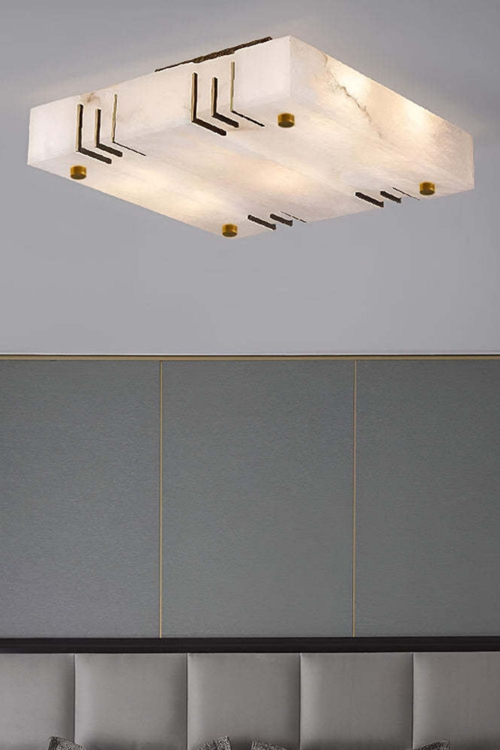 Square Alabaster Gold Ceiling Lamp