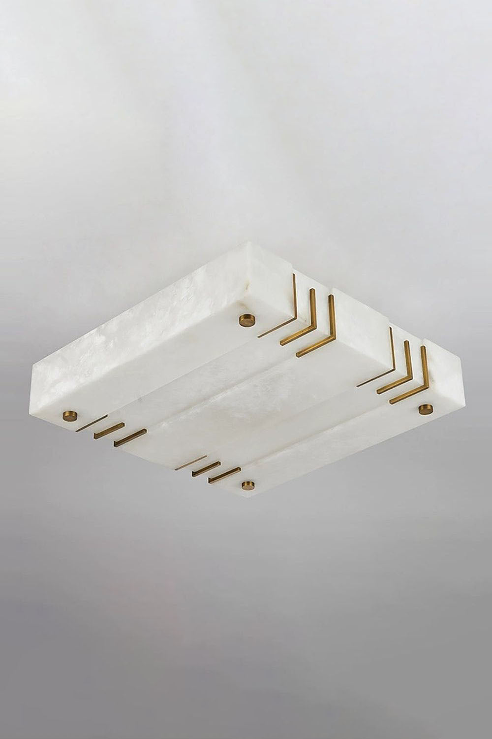 Square Alabaster Gold Ceiling Lamp