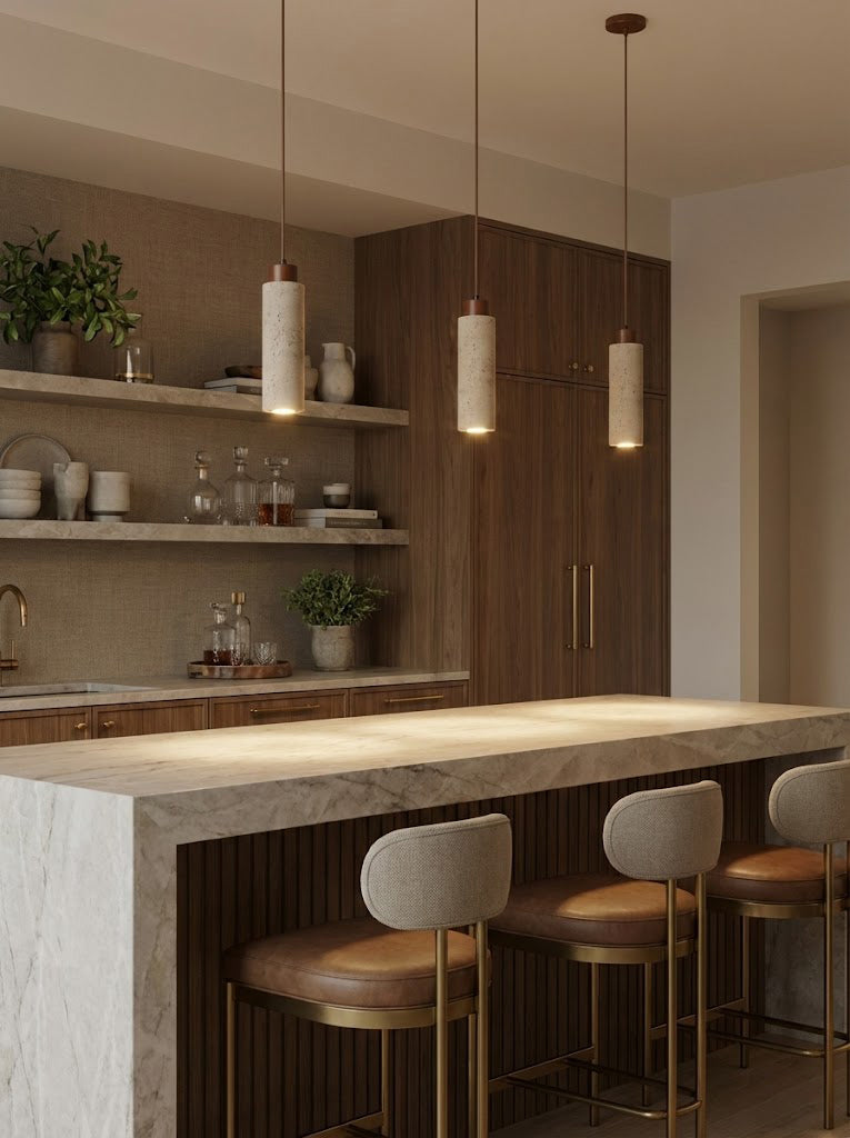 Stone Cylinder Pendant Light