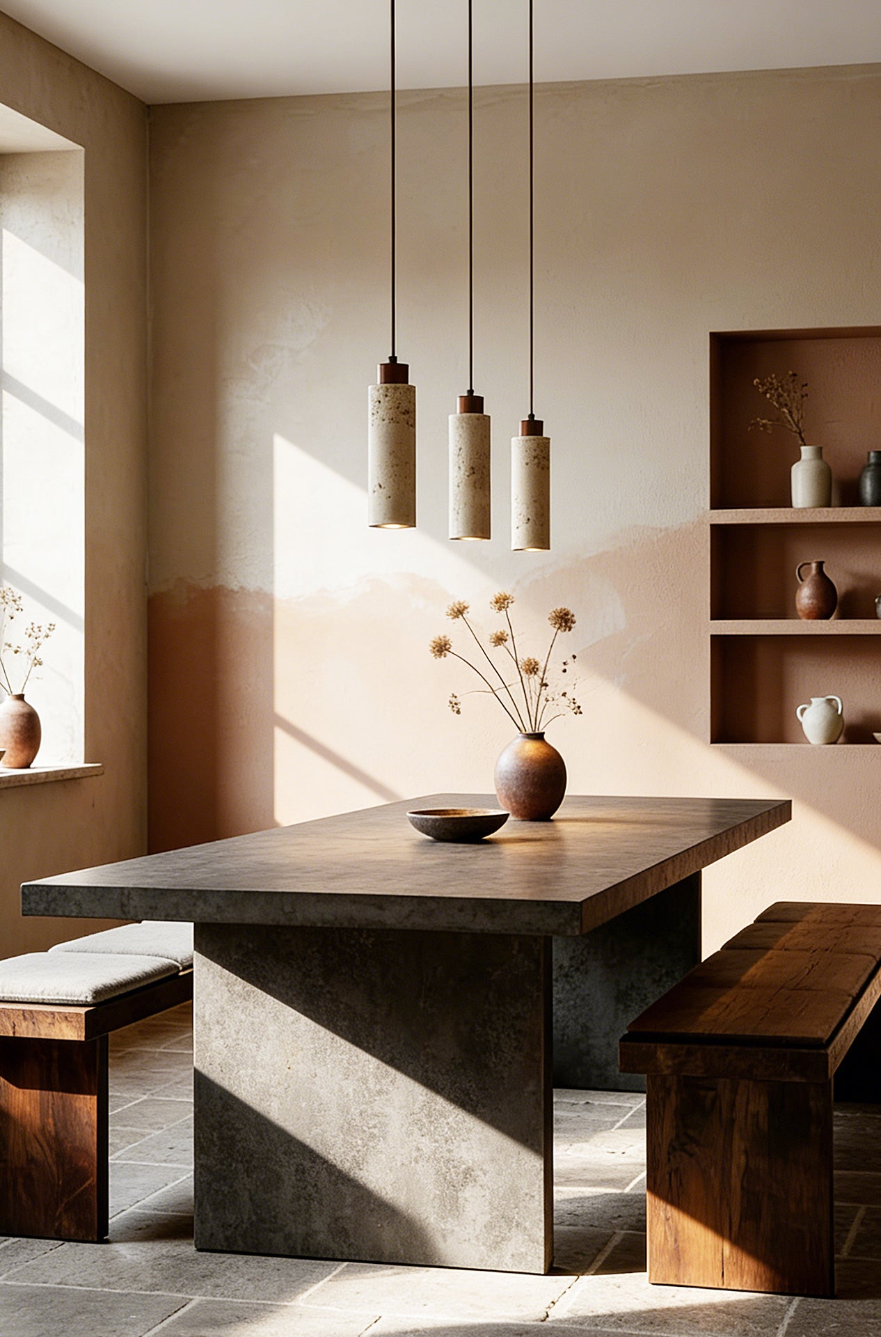 Stone Cylinder Pendant Light