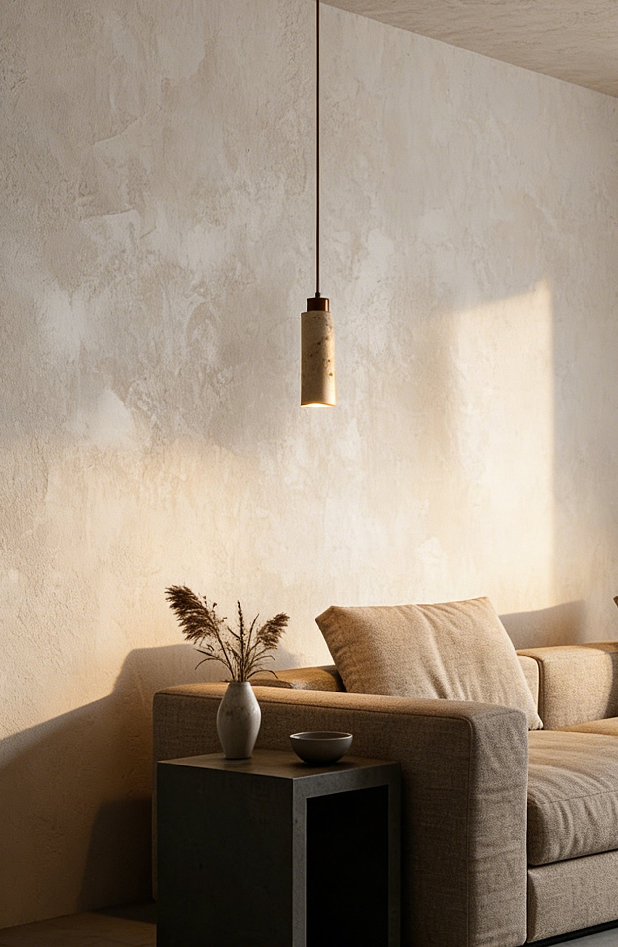 Stone Cylinder Pendant Light