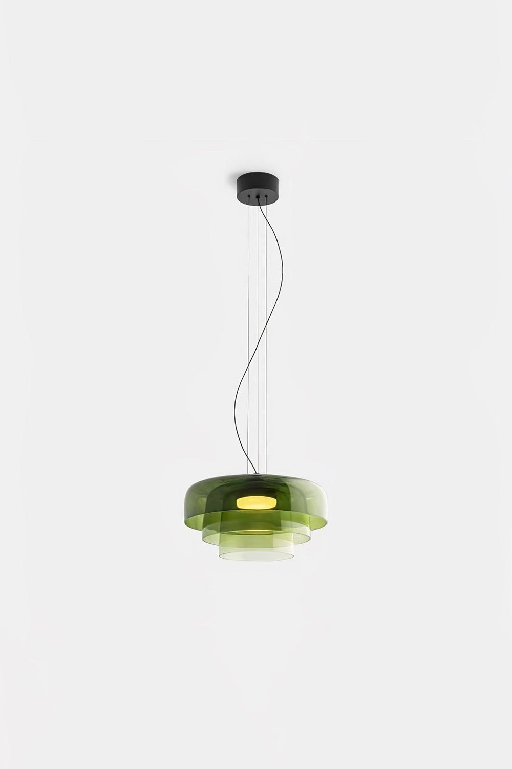 Stratum Layered Glass Pendant Light | Glass, Metal | Full view of the light sage  layered glass pendant variant | Isolated product shot | Samu Lamp
