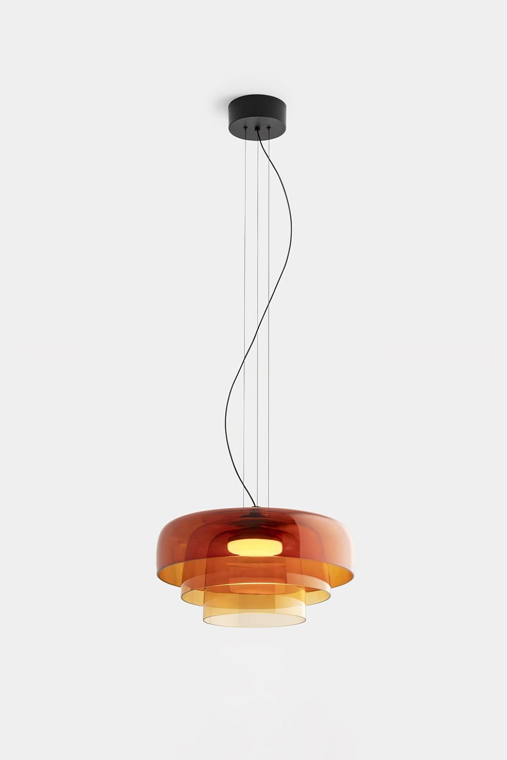 Stratum Layered Glass Pendant Light | Glass, Metal | Full view of the light sage  layered glass pendant variant | Isolated product shot | Samu Lamp