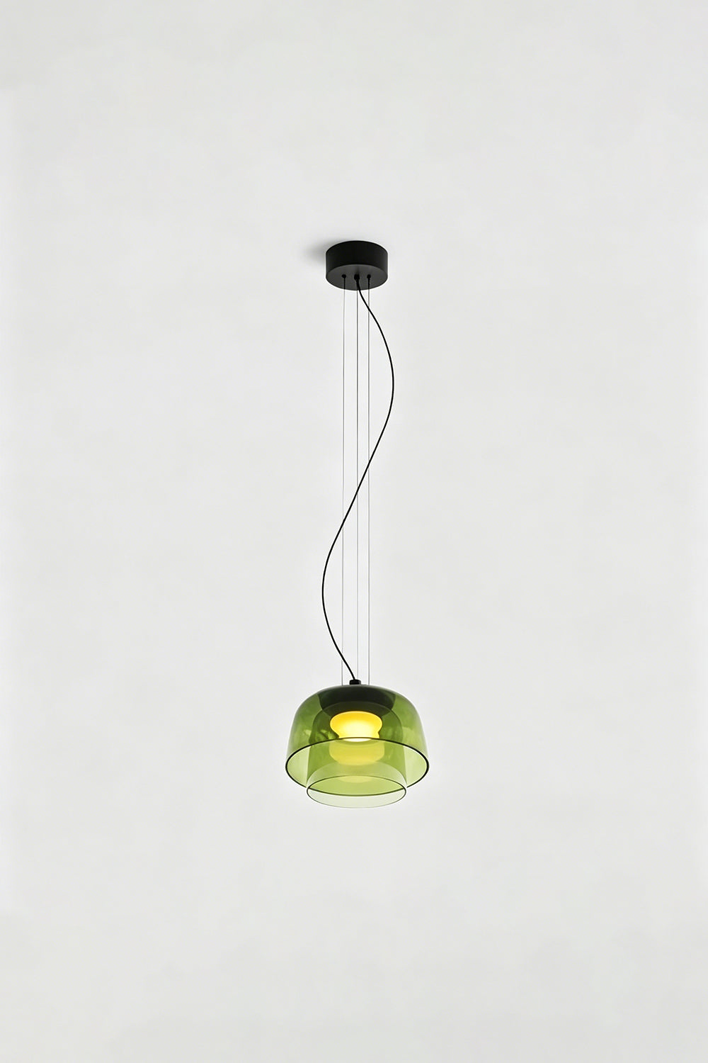 Stratum Layered Glass Pendant Light | Glass, Metal | Full view of the light sage  layered glass pendant variant | Isolated product shot | Samu Lamp
