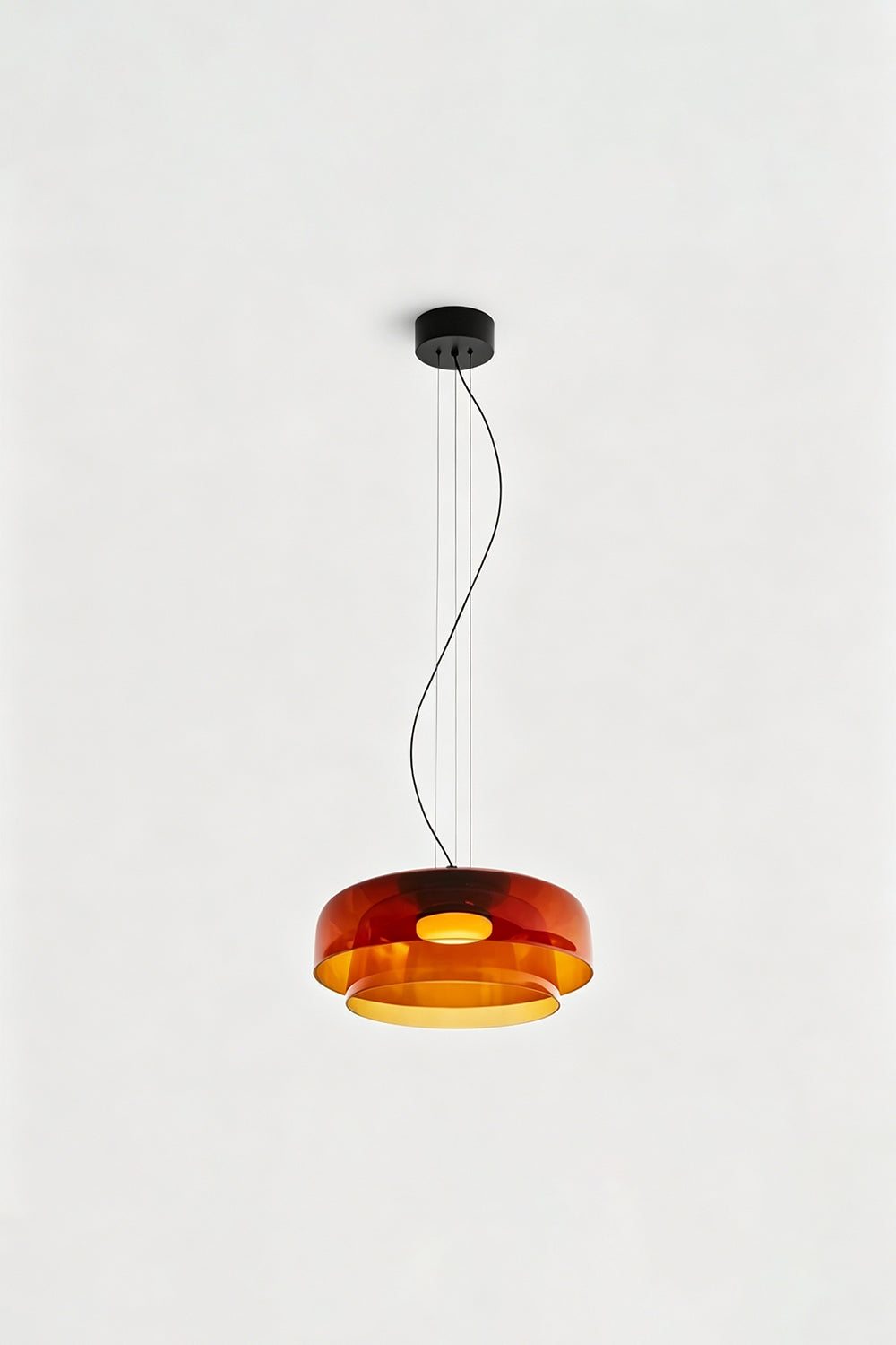 Stratum Layered Glass Pendant Light | Glass, Metal | Full view of the light sage  layered glass pendant variant | Isolated product shot | Samu Lamp