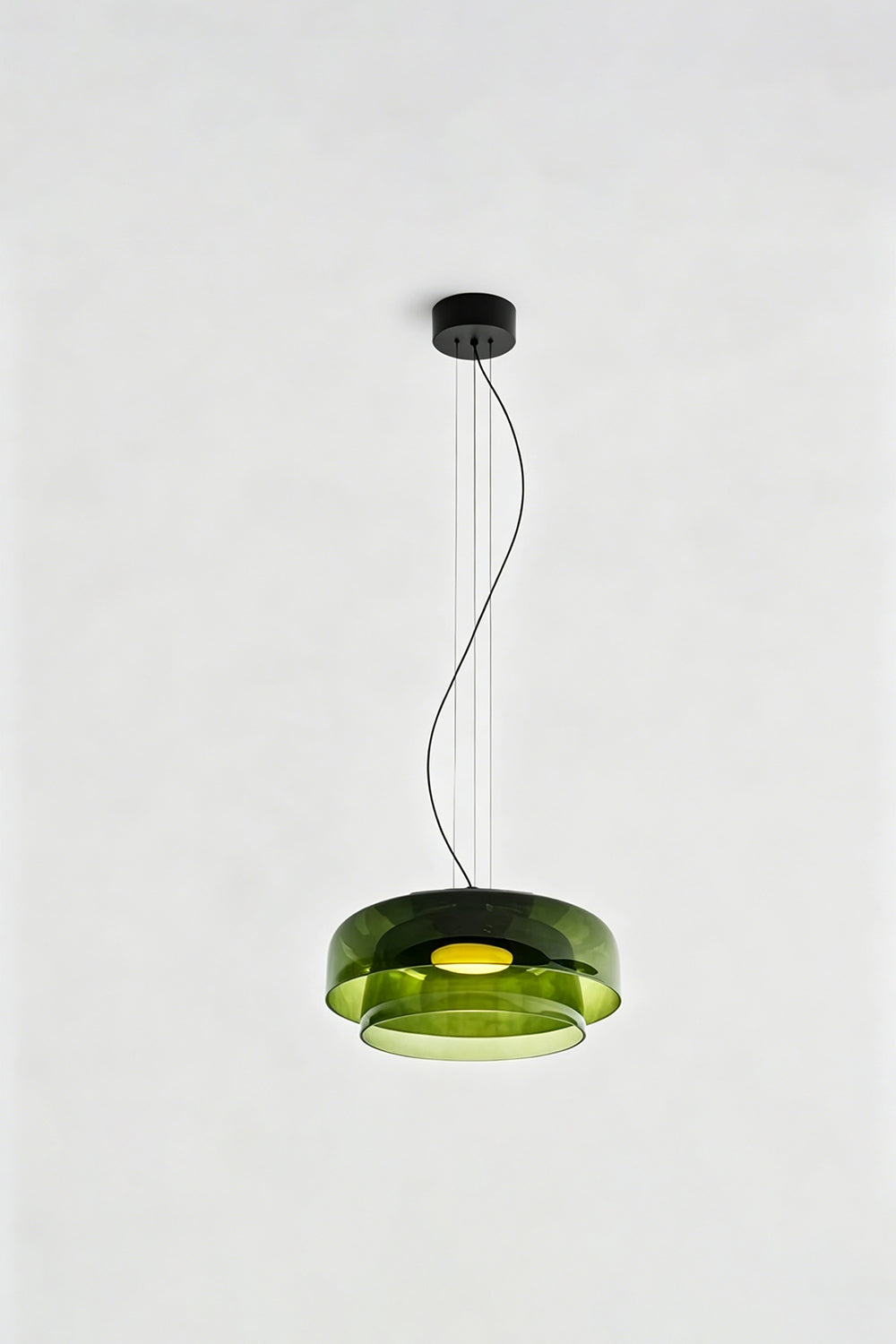 Stratum Layered Glass Pendant Light | Glass, Metal | Full view of the light sage  layered glass pendant variant | Isolated product shot | Samu Lamp