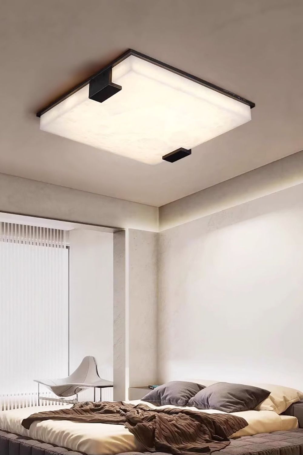 Stylish Black Square Alabaster Ceiling Light