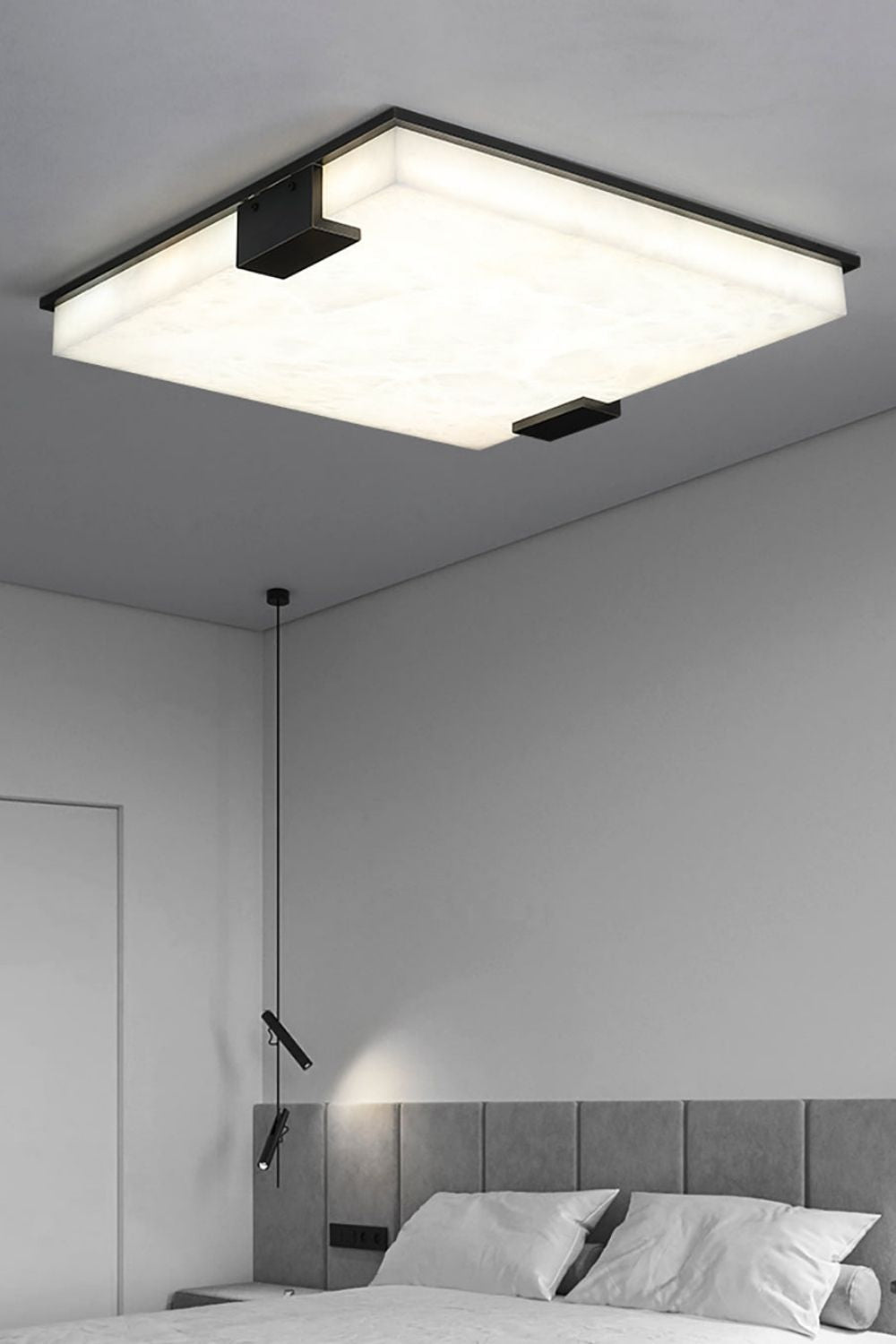 Stylish Black Square Alabaster Ceiling Light