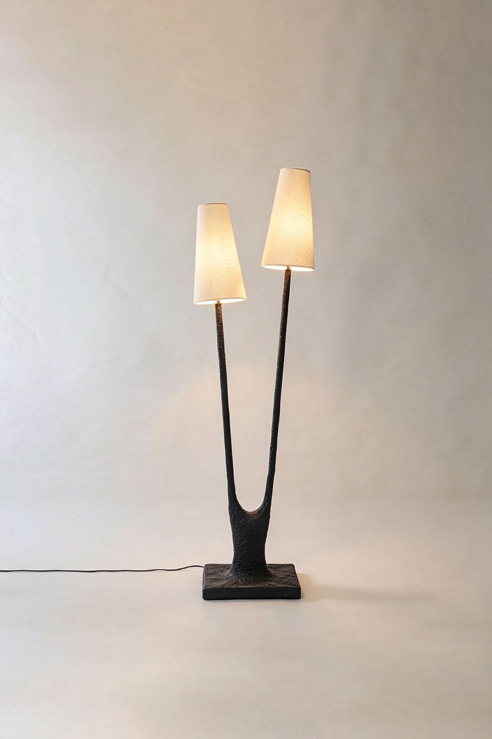 Sylva Branching Linen Shade Floor Lamp with elegant dual shades and modern design.